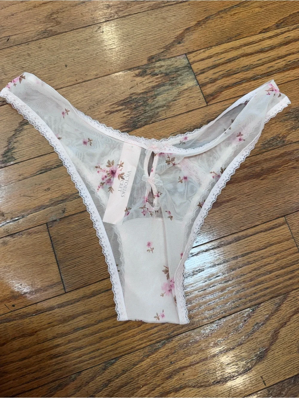 Victoria's Secret Pale Pink Floral Sheer Lace Bra & Bikini Set